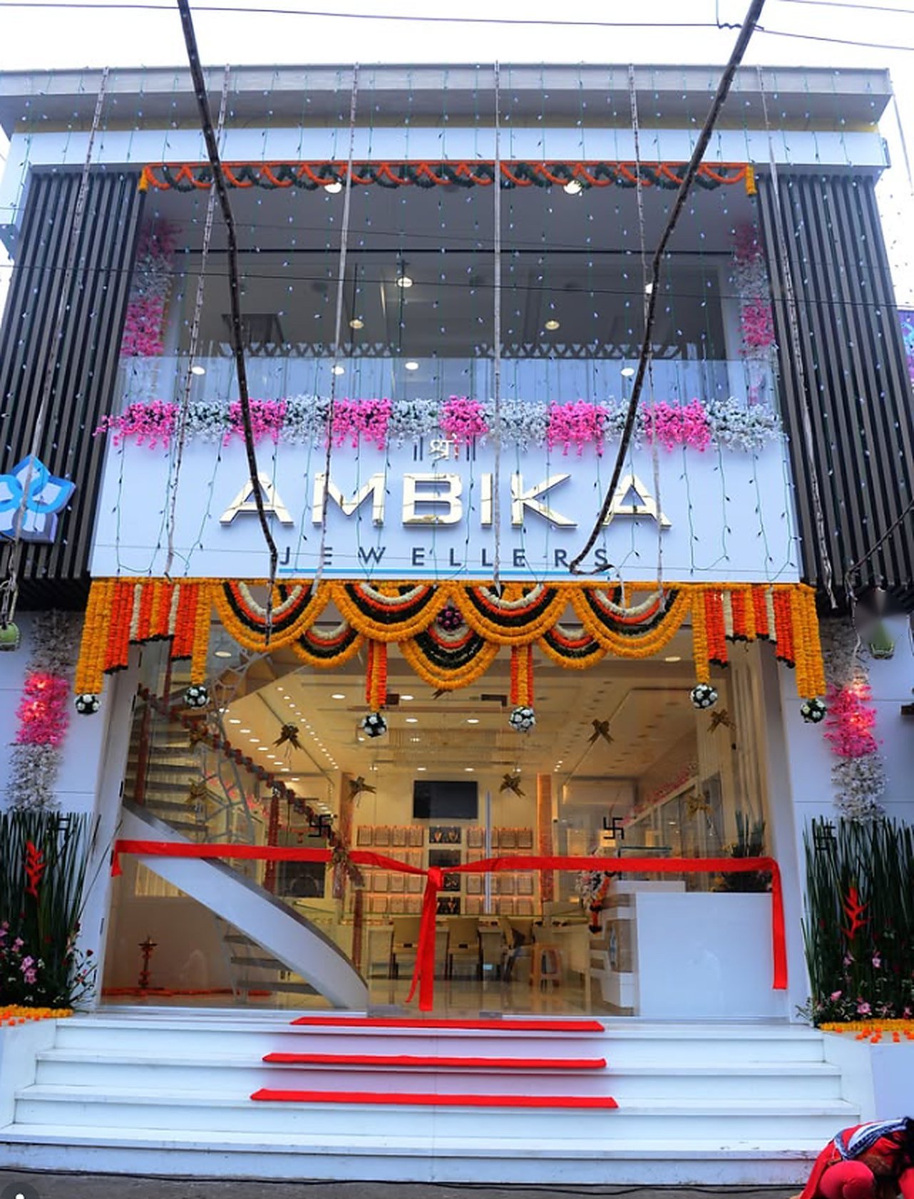 Shree Ambika Jewellers store front in Main Bazar Peth, Roha